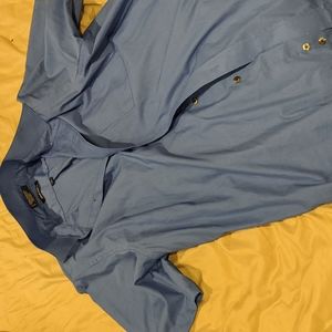 Puritan size 17 1/2 blue short sleeve button up dress shirt